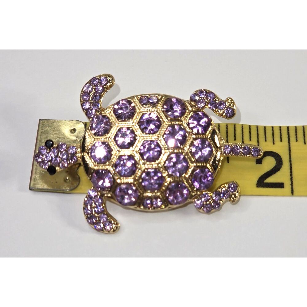 Purple Rhinestone Turtle Brooch - Picture 4 of 5